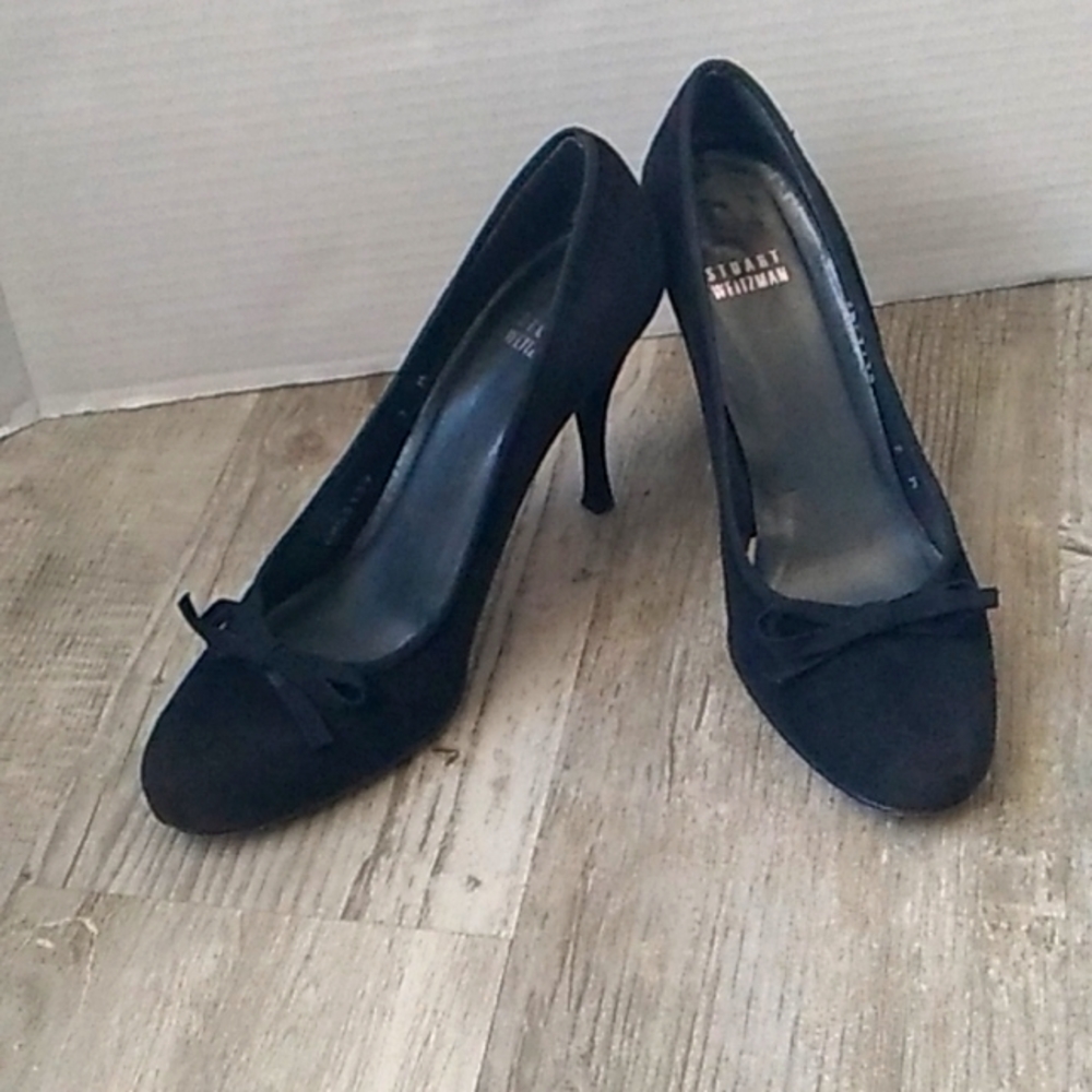 Stuart Weitzman women's black suede heels size 7